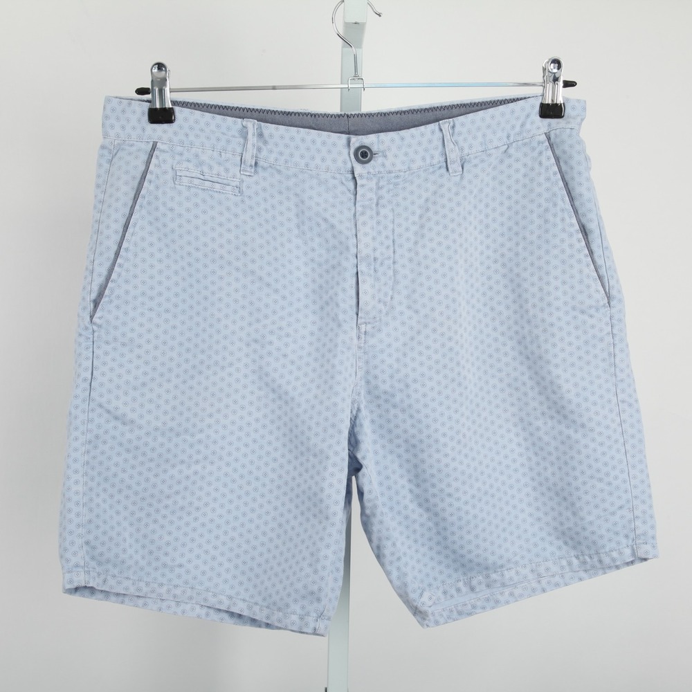 Johnnie-O Wilton Men's Size 34 Light Gray Blue Pattern Cotton Linen Shorts